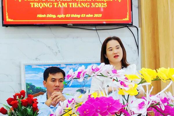 Đảng ủy xã Hành Dũng tổ chức Hội nghị đánh giá tình hình lãnh đạo thực hiện nhiệm vụ tháng 02, triển khai nhiệm vụ trọng tâm tháng 3/2025.